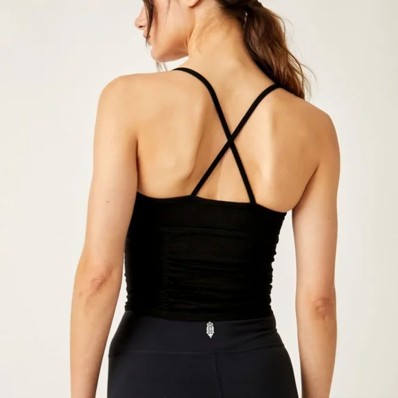 FREE PEOPLE MOVEMENT On The Rise Ruched Cami / Black - Picture 2 of 4